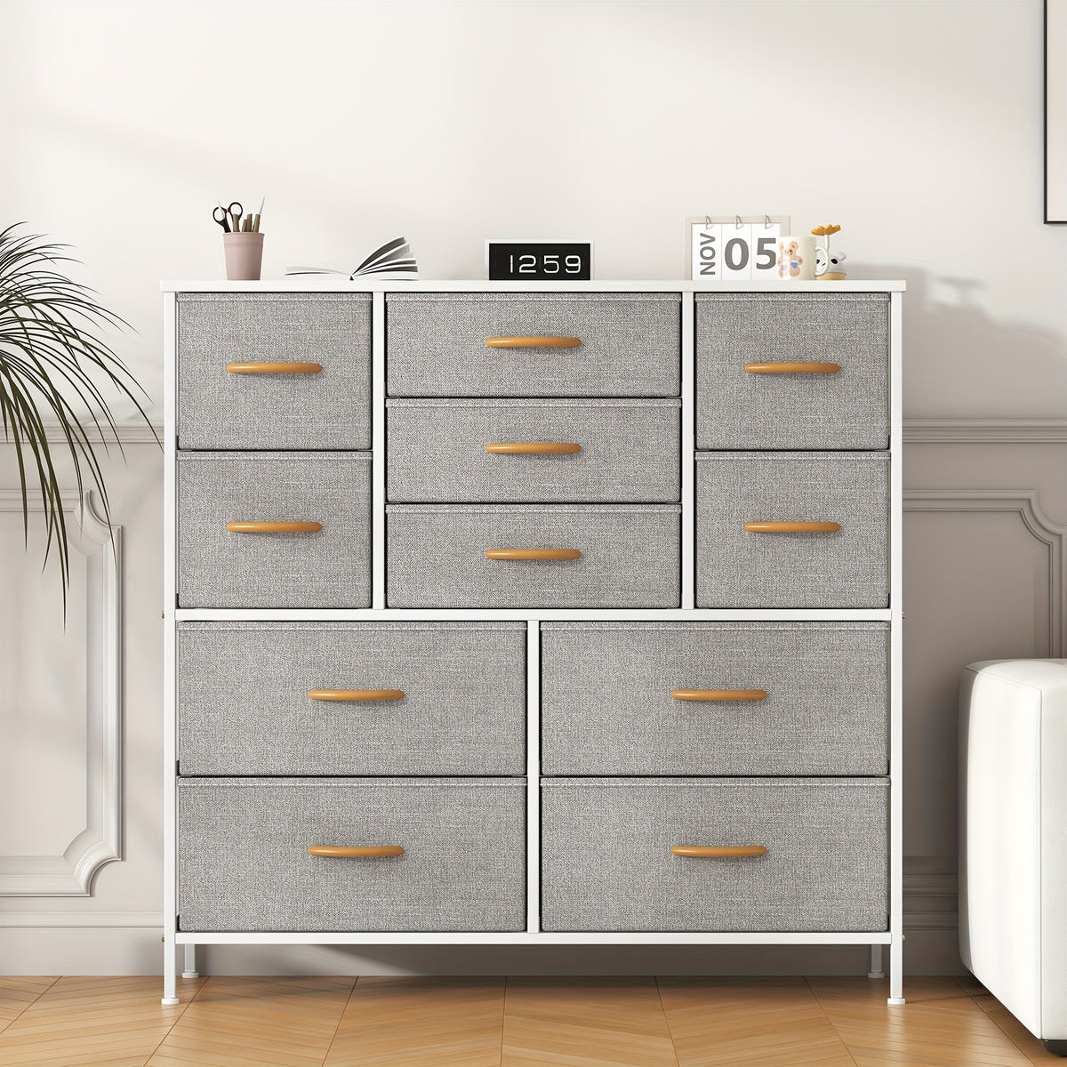 Chest of Drawers with Easy Assembly, 68cm, Metal, 11 Drawers - Light Grey, 11 Drawers option