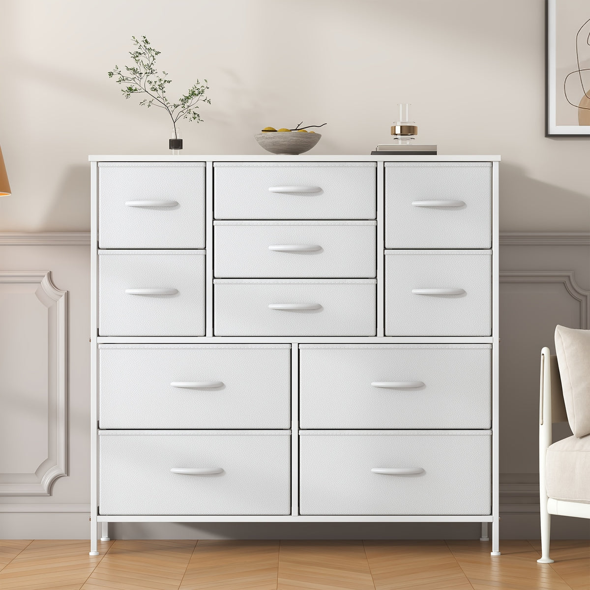 Chest of Drawers with Easy Assembly, 68cm, Metal, 11 Drawers - White, 11 Drawers option