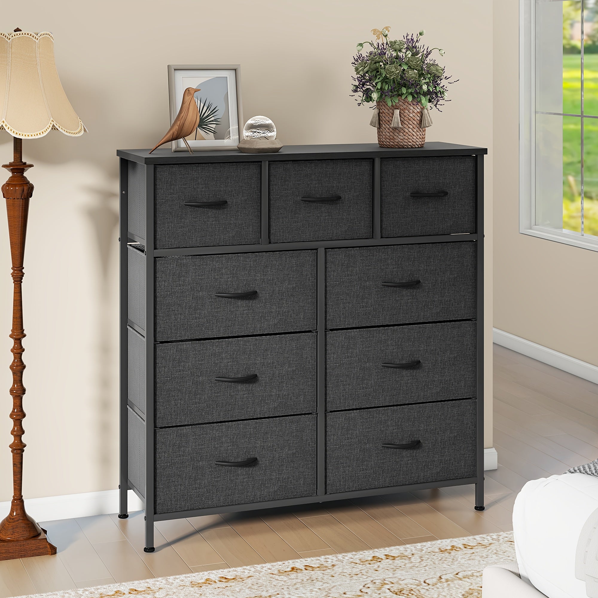 Chest of Drawers with Metal, 9 Drawers, Drawer Fabric Storage Unit Steel Frame - product gallery image 7