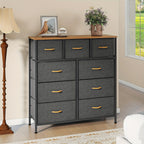 Chest of Drawers with Metal, 9 Drawers, Drawer Fabric Storage Unit Steel Frame
