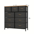 Chest of Drawers with Metal, 9 Drawers, Drawer Fabric Storage Unit Steel Frame - Wood+grey, 9 Drawers option