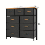 Chest of Drawers with Metal, 9 Drawers, Drawer Fabric Storage Unit Steel Frame - Wood+grey, 9 Drawers option