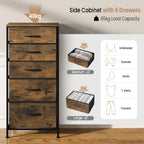 Chest of Drawers with Metal, Vertical File Cabinet Five Multifunctional