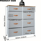 Chest of Drawers with Pull-Out, Wood, 8-Drawer Fabric Solid Wood Top Tall - product gallery image 2