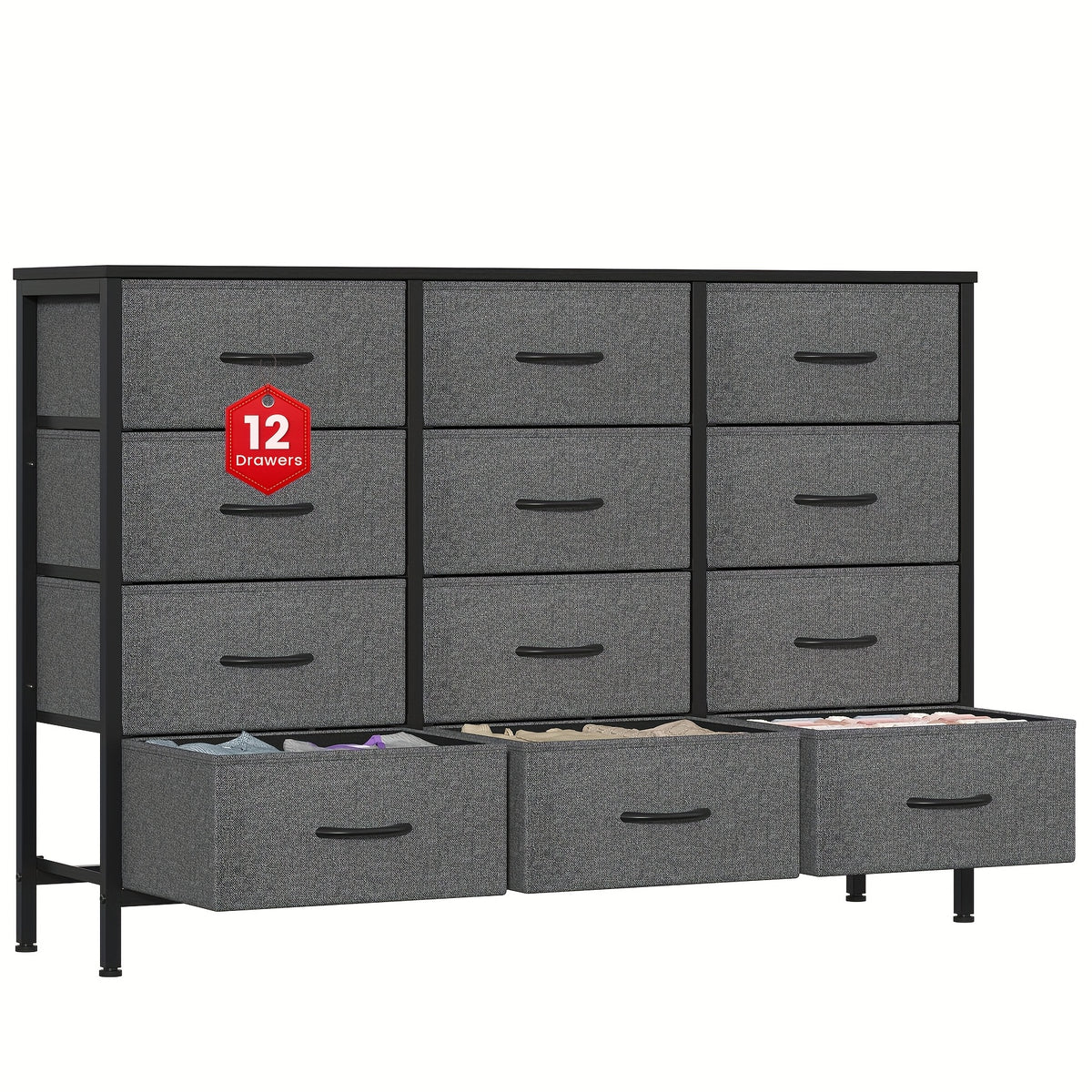 Chest of Drawers with Space-Saving, Canvas Narrow Fabric Cabinet, Space-Saving - Deep Gray option