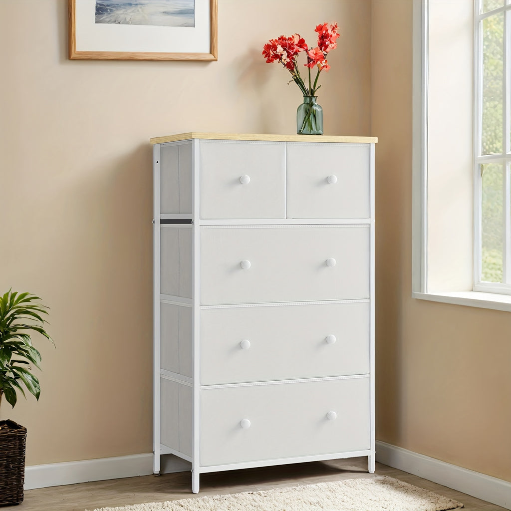 Chest of Drawers with Space-Saving, Freestanding for living rooms - White And Oak option