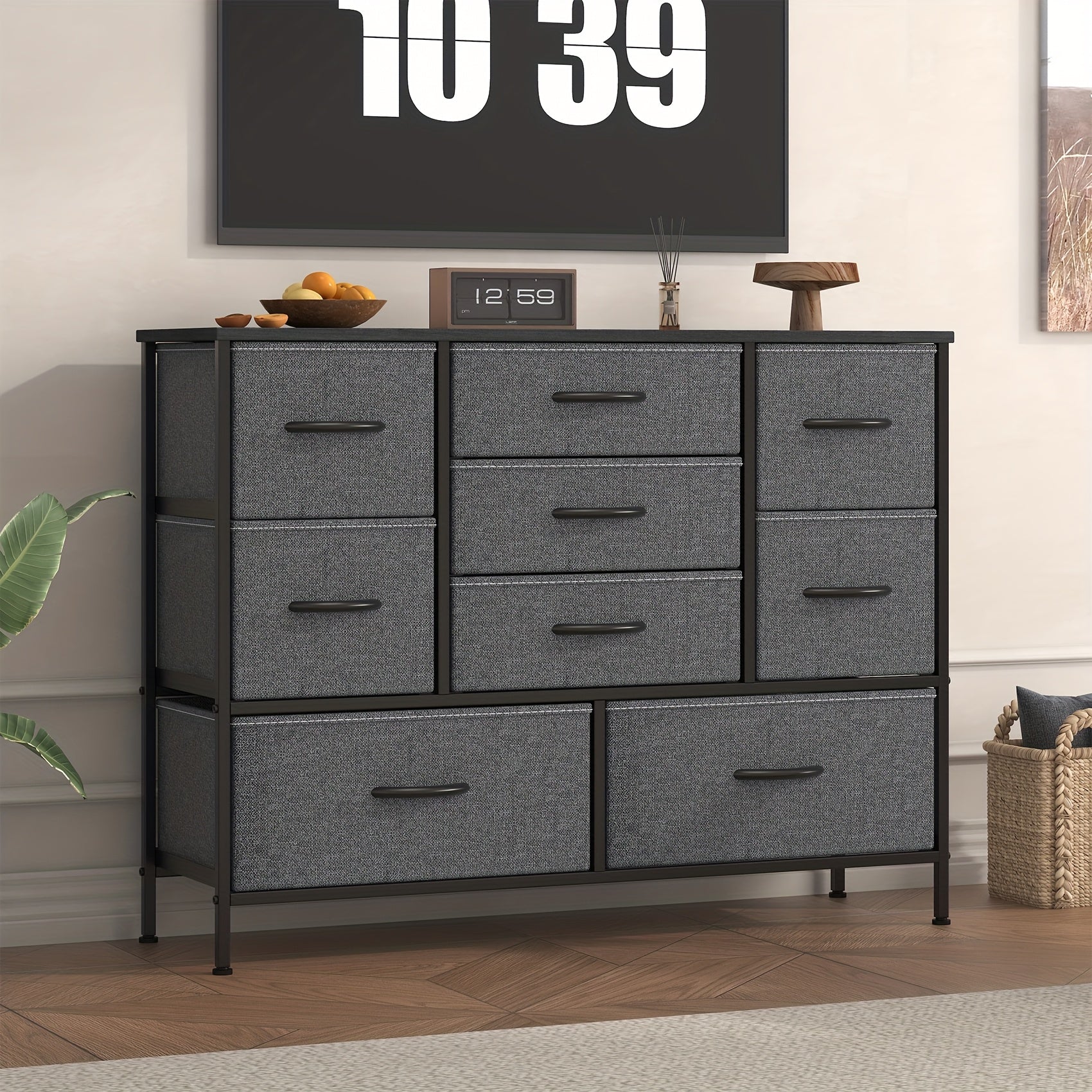 Chest of Drawers with Space-Saving, Metal, Drawer Dresser Anti-Tip Safety Metal Frame - Black option