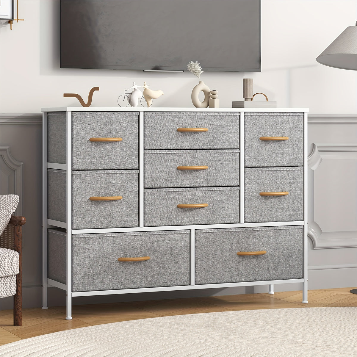 Chest of Drawers with Space-Saving, Metal, Drawer Dresser Anti-Tip Safety Metal Frame - Gray option