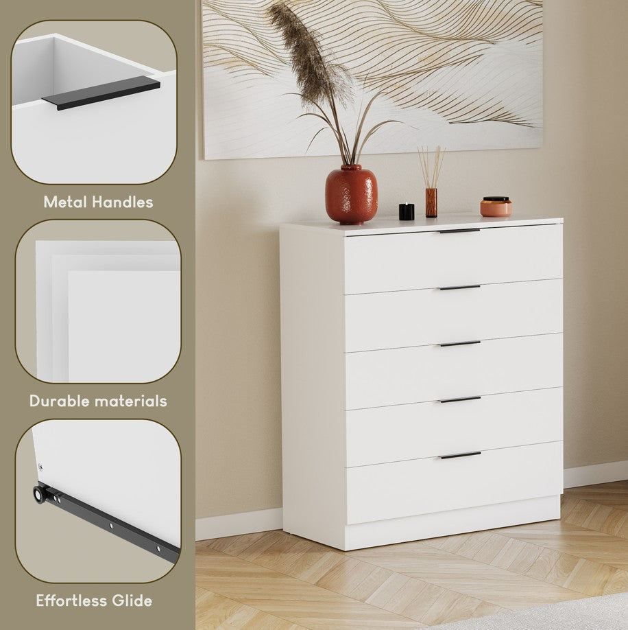 Chest of Drawers with Space-Saving, Metal, Drawer White Vida Designs Trega Space-Saving - product gallery image 11