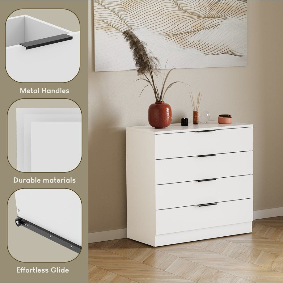 Chest of Drawers with Space-Saving, Metal, Drawer White Vida Designs Trega Space-Saving - product gallery image 5