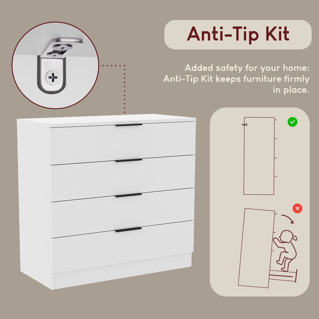 Chest of Drawers with Space-Saving, Metal, Drawer White Vida Designs Trega Space-Saving - product gallery image 7