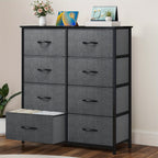 Chest of Drawers with Wood, 8-Drawer Fabric Dresser Solid Wood Top - product gallery image 2