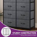 Chest of Drawers with Wood, 8-Drawer Fabric Dresser Solid Wood Top - product gallery image 6