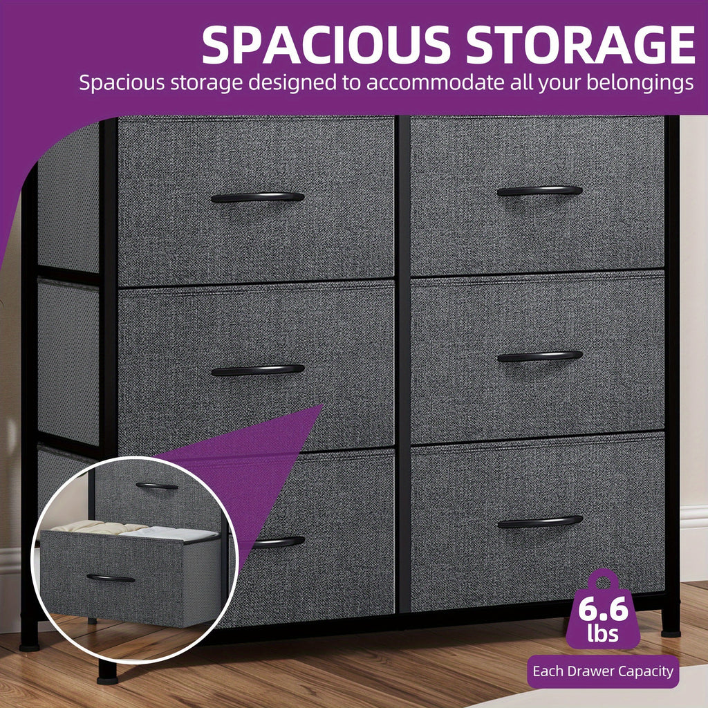 Chest of Drawers with Wood, 8-Drawer Fabric Dresser Solid Wood Top - product gallery image 9