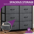 Chest of Drawers with Wood, 8-Drawer Fabric Dresser Solid Wood Top - product gallery image 9