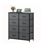 Chest of Drawers with Wood, 8-Drawer Fabric Dresser Solid Wood Top