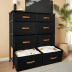 Chest of Drawers with Wood, 8-Drawer Fabric Wood Top Tall Dresser
