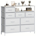 Chest of Drawers with Wood, Drawer Fabric Fronts Wooden Top Large - White option