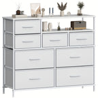 Chest of Drawers with Wood, Drawer Fabric Fronts Wooden Top Large - White option