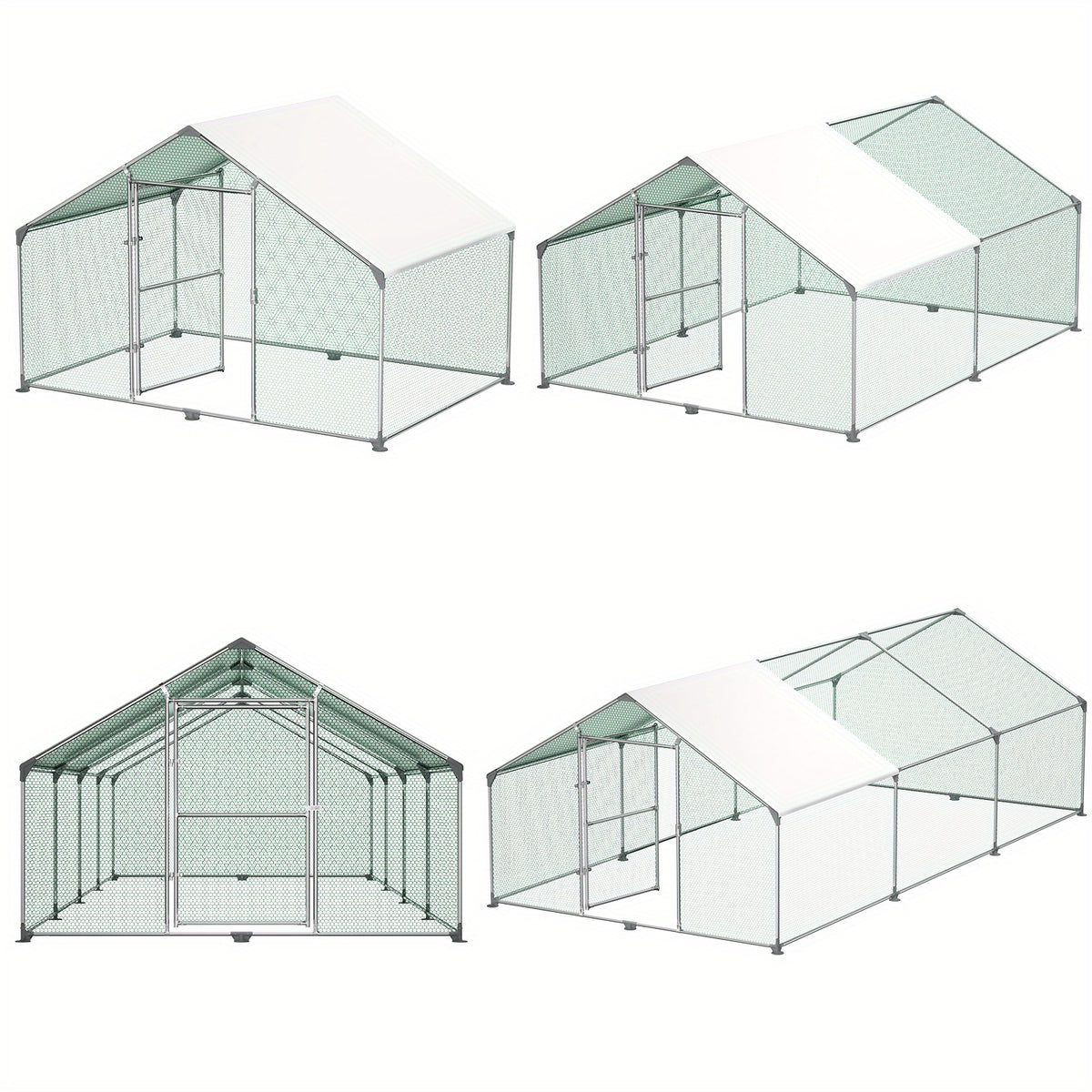 Chicken Runs & Poultry Enclosure with Lockable, Walk-In Run 3x2m to 3x8m Galvanised