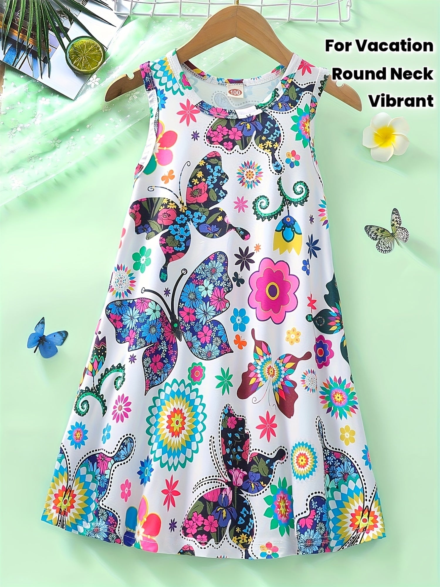 Children's Clothing Girls Summer Sleeveless Dress Butterfly Flower - product gallery image 11