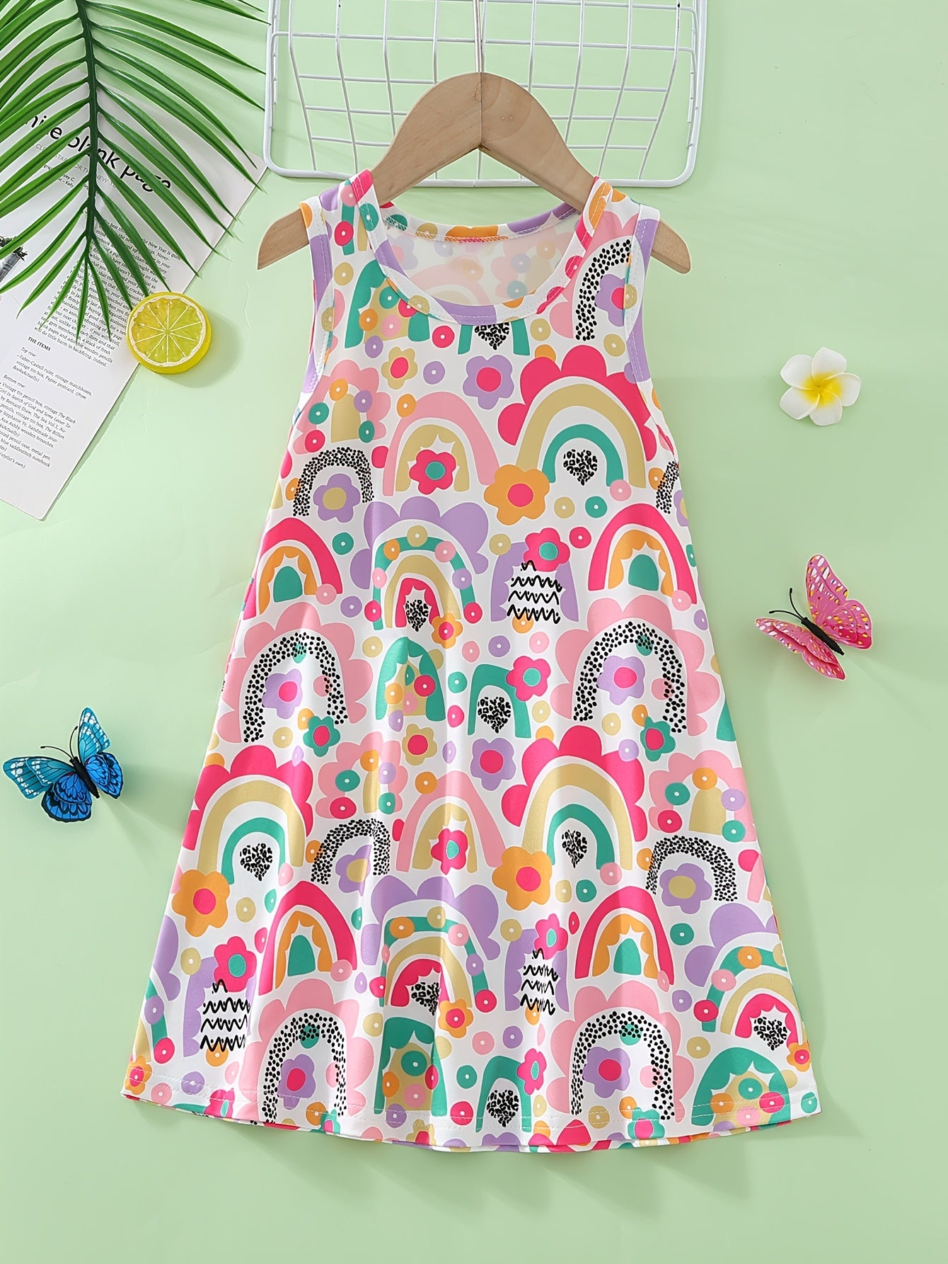 Children's Clothing Girls Summer Sleeveless Dress Butterfly Flower - product gallery image 14