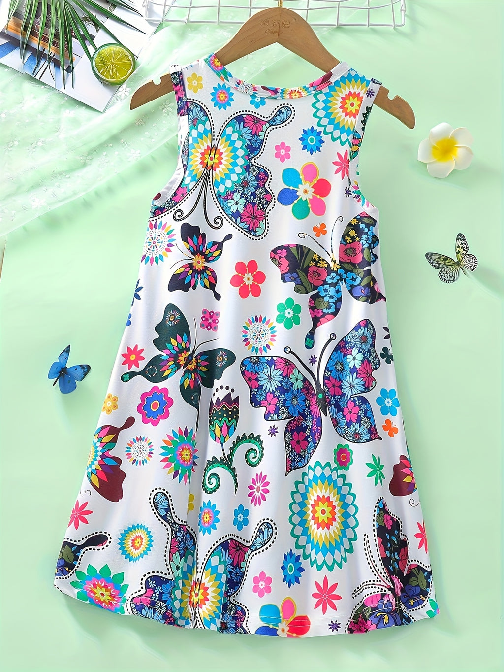Children's Clothing Girls Summer Sleeveless Dress Butterfly Flower - product gallery image 7