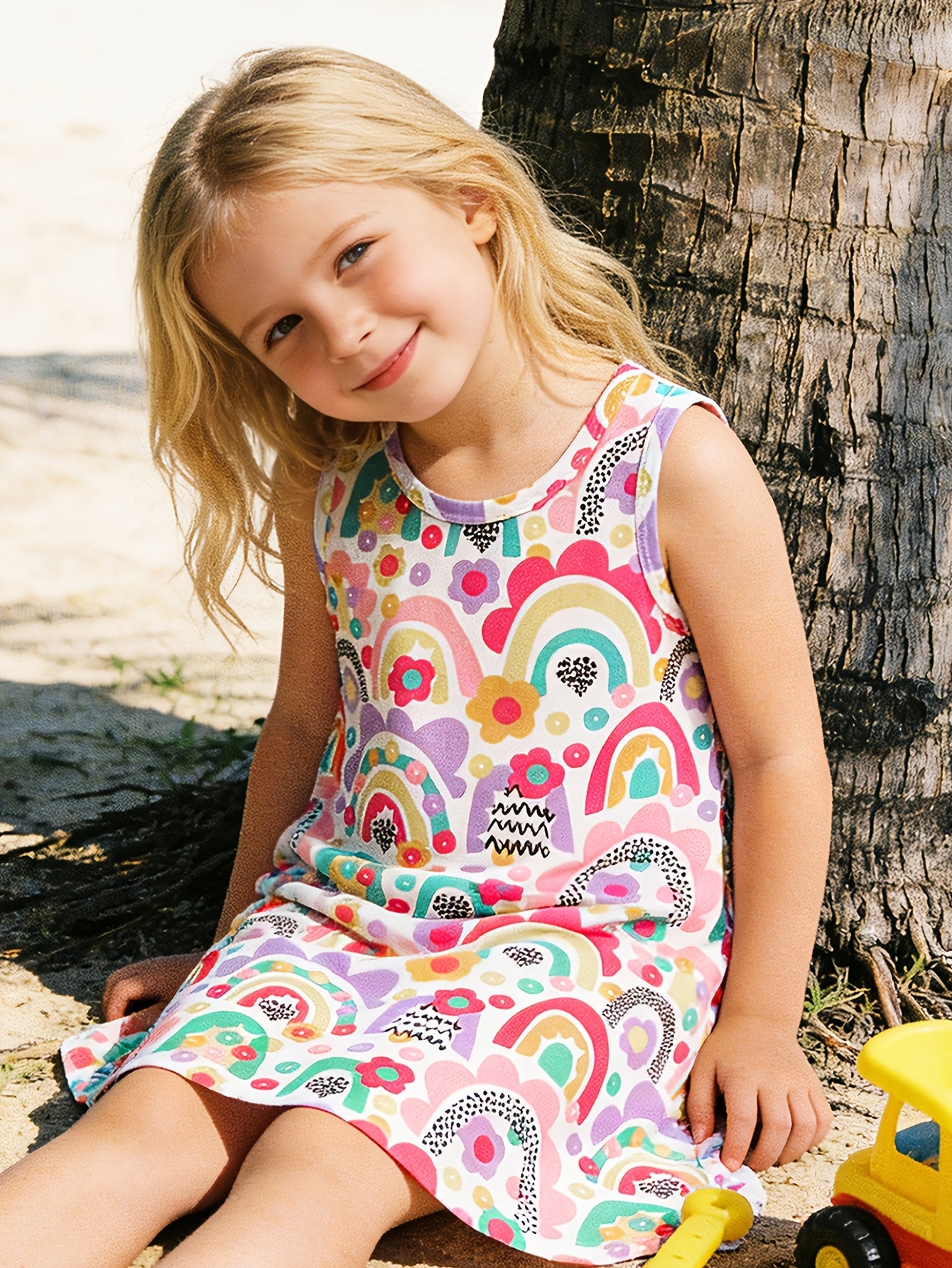Children's Clothing Girls Summer Sleeveless Dress Butterfly Flower - Pink, 1-2Y option