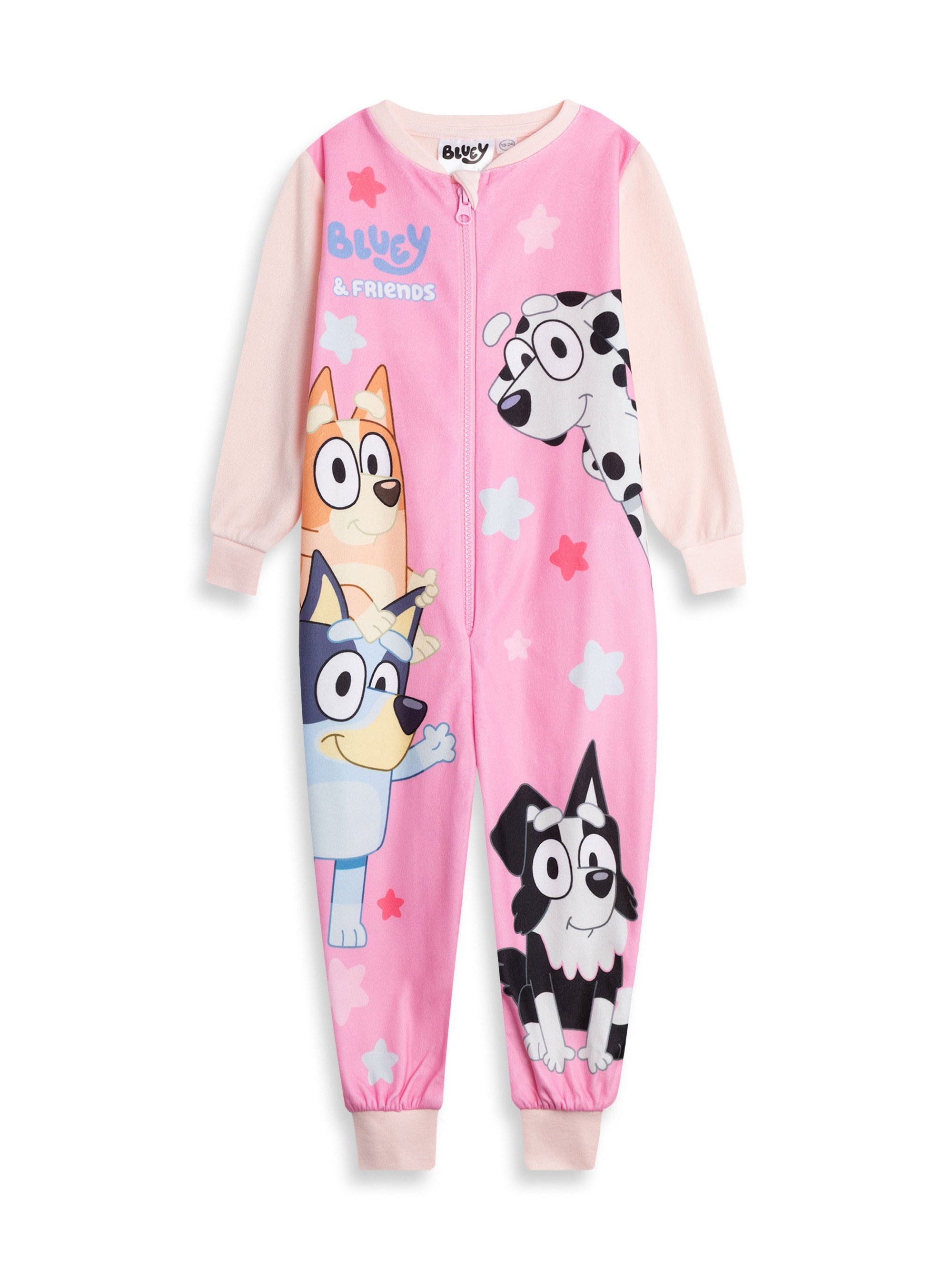 Children's Pyjamas Bluey Girls' Pink Microfleece Onesie Ages
