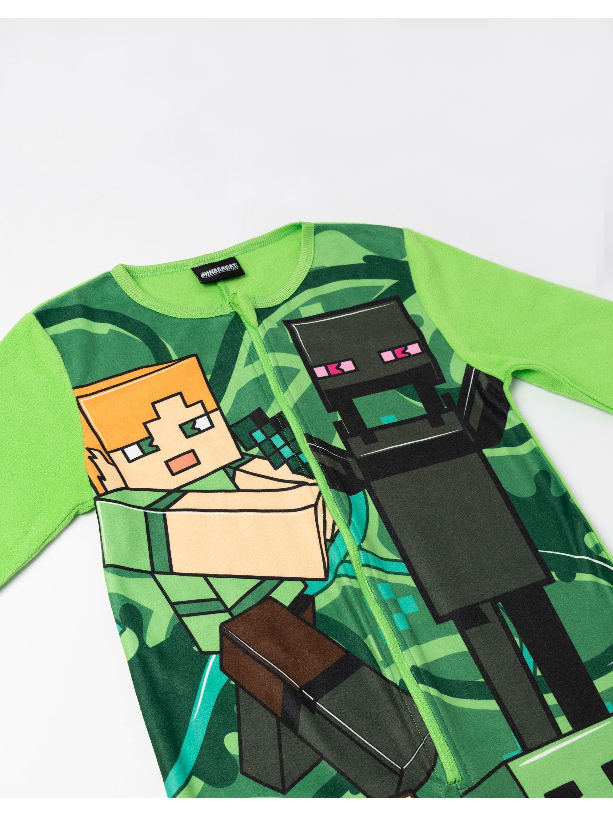 Children's Pyjamas Minecraft Boys' Green Microfleece Onesie Ages - product gallery image 2