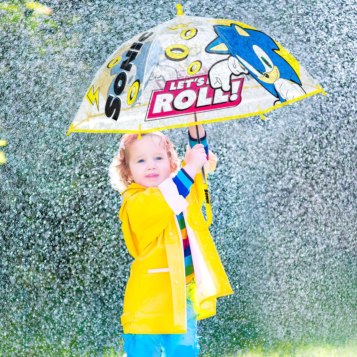 Children's Umbrella with 71cm, Acrylic, Sonic Hedgehog Kids Dome Windproof Brolly - product gallery image 9