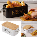 Chopping Board with Space-Saving, 5cm, Metal, Vintage Bread Bin Wooden Lid Cutting - product gallery image 11