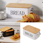 Chopping Board with Space-Saving, 5cm, Metal, Vintage Bread Bin Wooden Lid Cutting - product gallery image 12