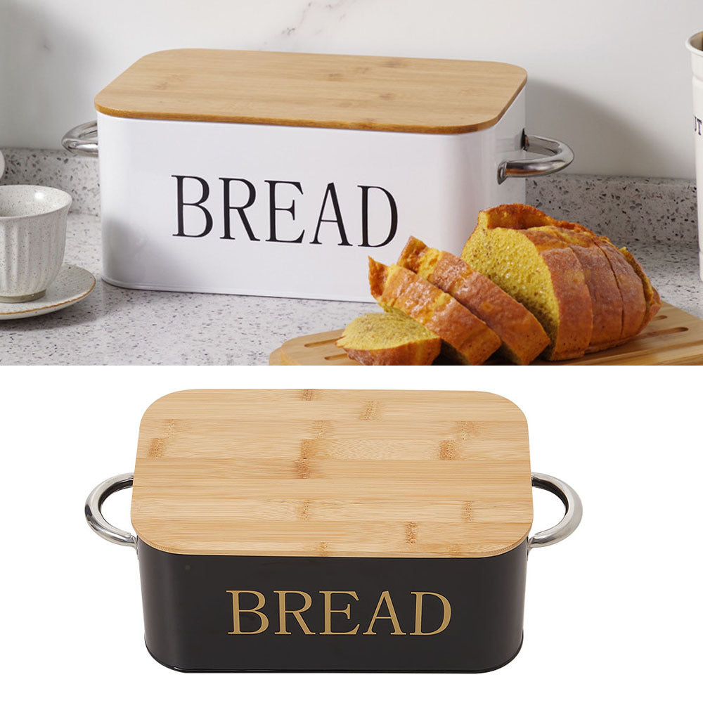 Chopping Board with Space-Saving, 5cm, Metal, Vintage Bread Bin Wooden Lid Cutting - product gallery image 13