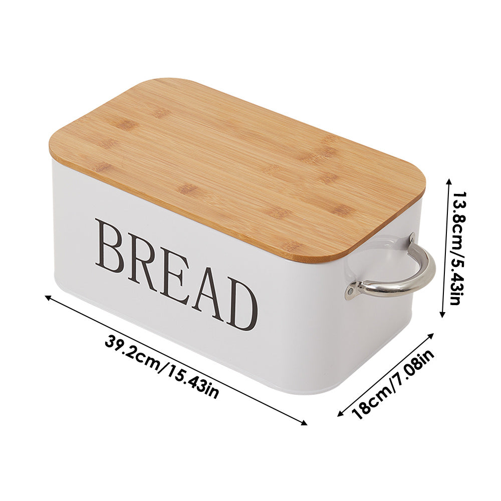 Chopping Board with Space-Saving, 5cm, Metal, Vintage Bread Bin Wooden Lid Cutting - product gallery image 2