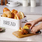 Chopping Board with Space-Saving, 5cm, Metal, Vintage Bread Bin Wooden Lid Cutting - product gallery image 3