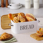 Chopping Board with Space-Saving, 5cm, Metal, Vintage Bread Bin Wooden Lid Cutting - product gallery image 5
