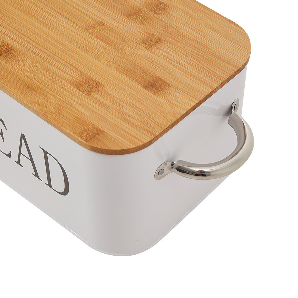 Chopping Board with Space-Saving, 5cm, Metal, Vintage Bread Bin Wooden Lid Cutting - product gallery image 8