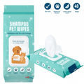 Cleaning Wipes with 40 Pack, Pet Grooming No-Rinse Deodorising Shampoo Dogs