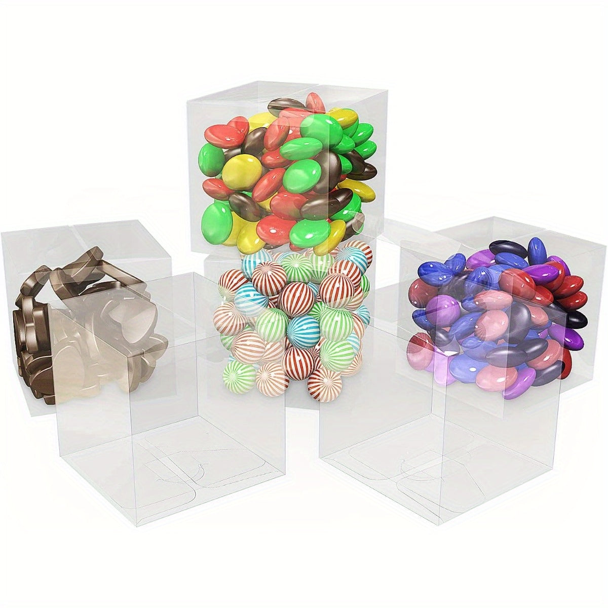 Clear Plastic Favor Boxe with 200PCS Boxes, 5x5x5cm Cube Wedding Packaging - 200PCS option