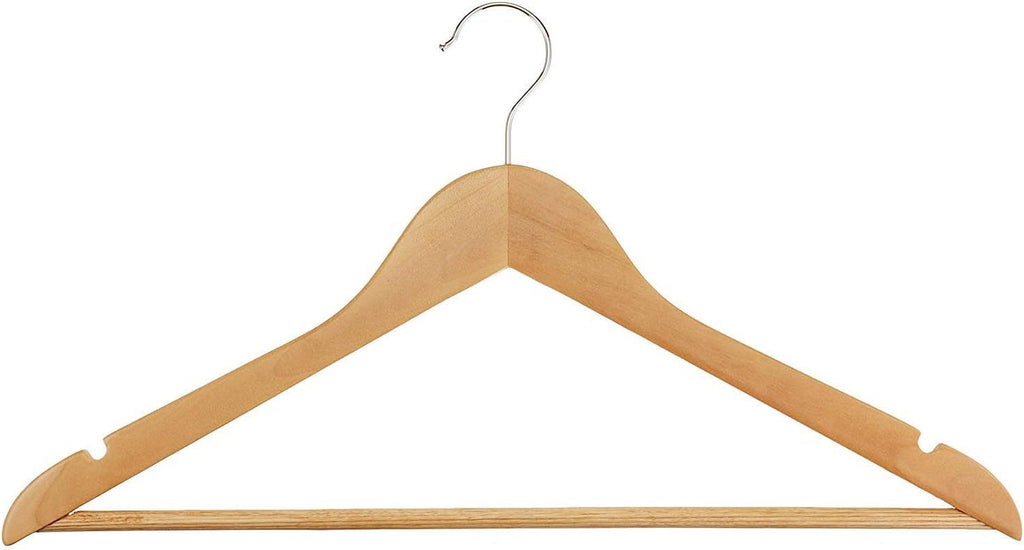 Clothes Hangers with Non-Slip, Metal, 20 Pack, Wooden Coat Trouser Bar Shoulder Notches - product gallery image 10