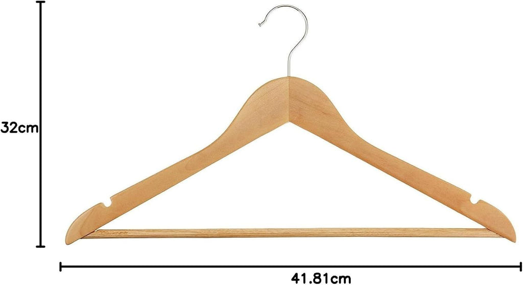 Clothes Hangers with Non-Slip, Metal, 20 Pack, Wooden Coat Trouser Bar Shoulder Notches - product gallery image 11