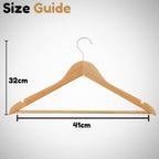 Clothes Hangers with Non-Slip, Metal, 20 Pack, Wooden Coat Trouser Bar Shoulder Notches - product gallery image 3