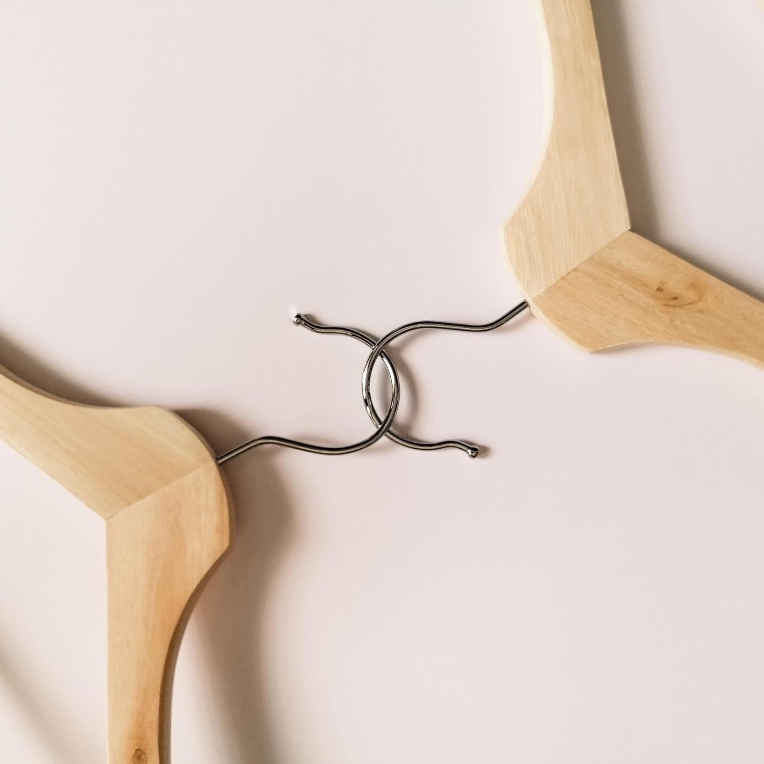Clothes Hangers with Non-Slip, Metal, 20 Pack, Wooden Coat Trouser Bar Shoulder Notches - product gallery image 8