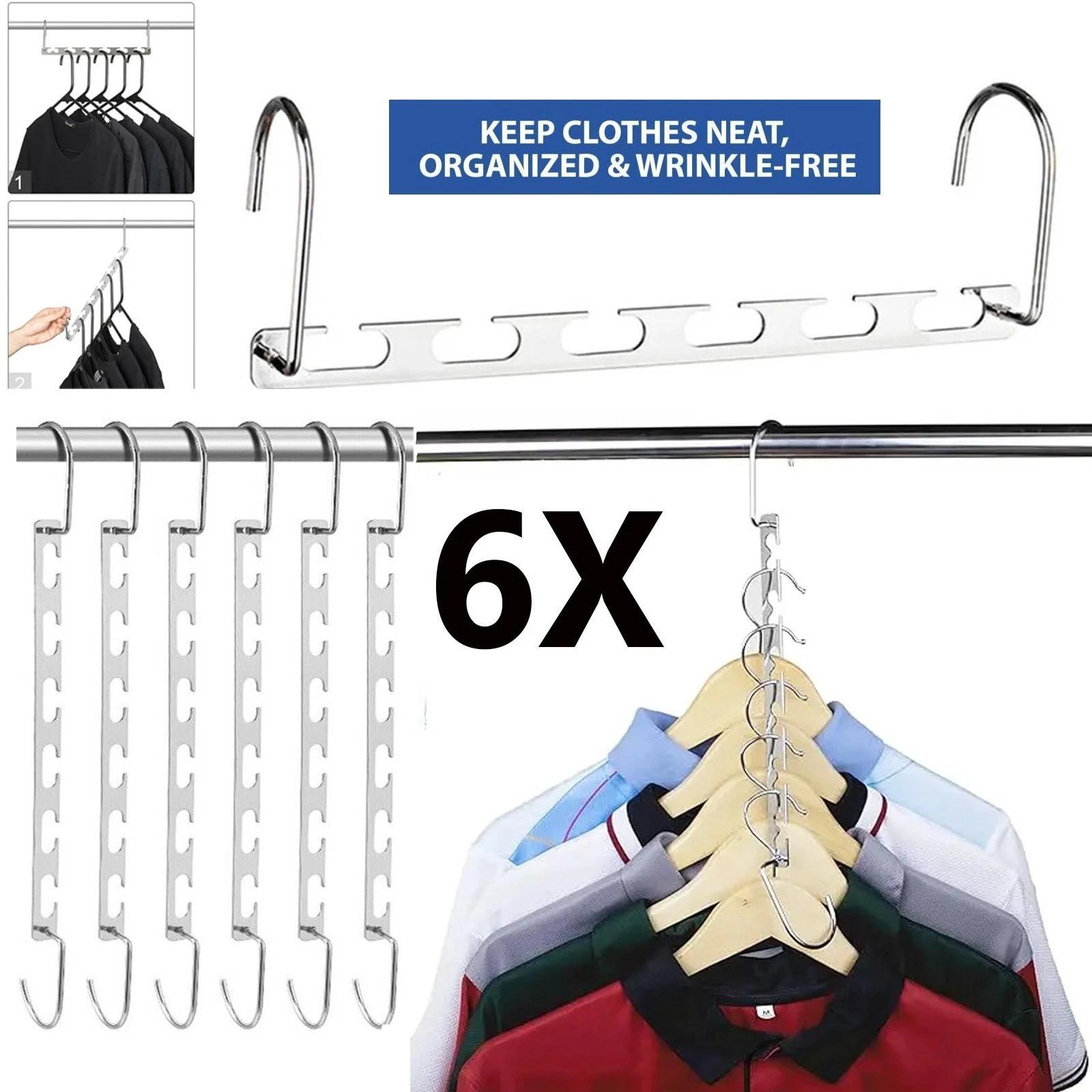 Clothes Hangers with Space-Saving, 50kg, Metal, 6 Pack of 6 - product gallery image 2
