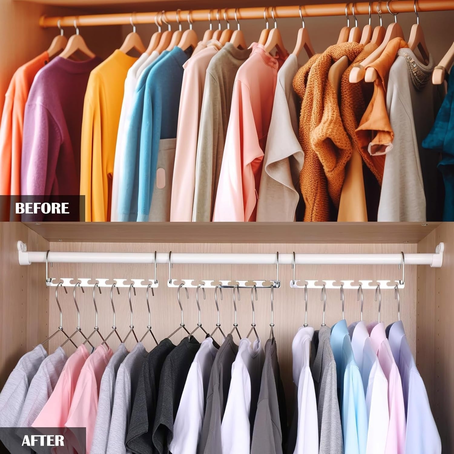 Clothes Hangers with Space-Saving, 50kg, Metal, 6 Pack of 6 - product gallery image 4