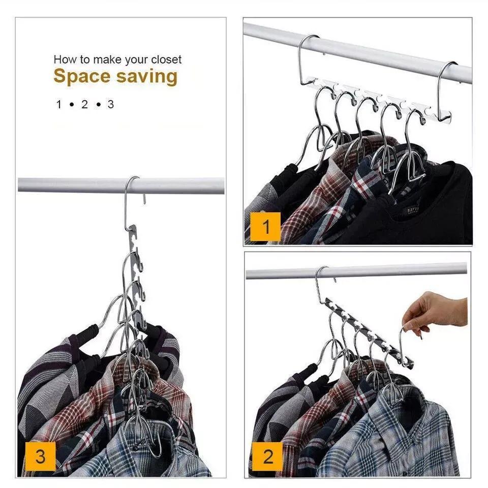 Clothes Hangers with Space-Saving, 50kg, Metal, 6 Pack of 6 - product gallery image 7