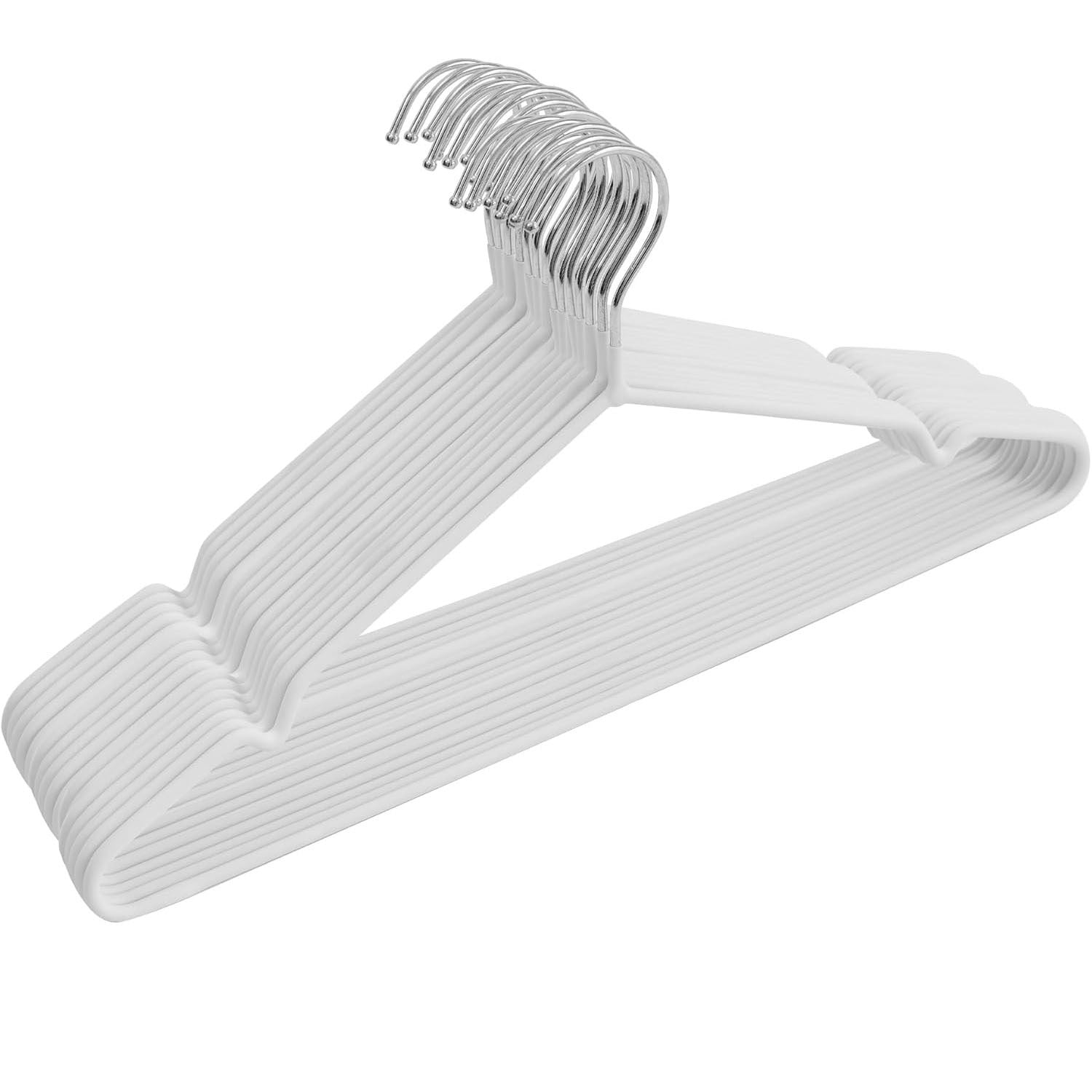 Clothes Hangers with Space-Saving, Non-Slip, Metal, 20 Pack - White, 20 Pack option