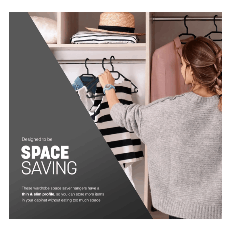 Clothes Hangers with Space-Saving, Non-Slip, Plastic, 20 Pack - product gallery image 2