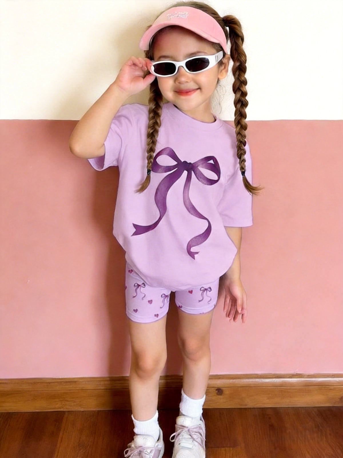 Clothing Set Girls Piece T-Shirt Shorts Age 1-6 with 2 Piece - Light Purple, 1-2Y option